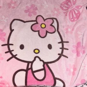 Pink butterfly hello kitty blanket